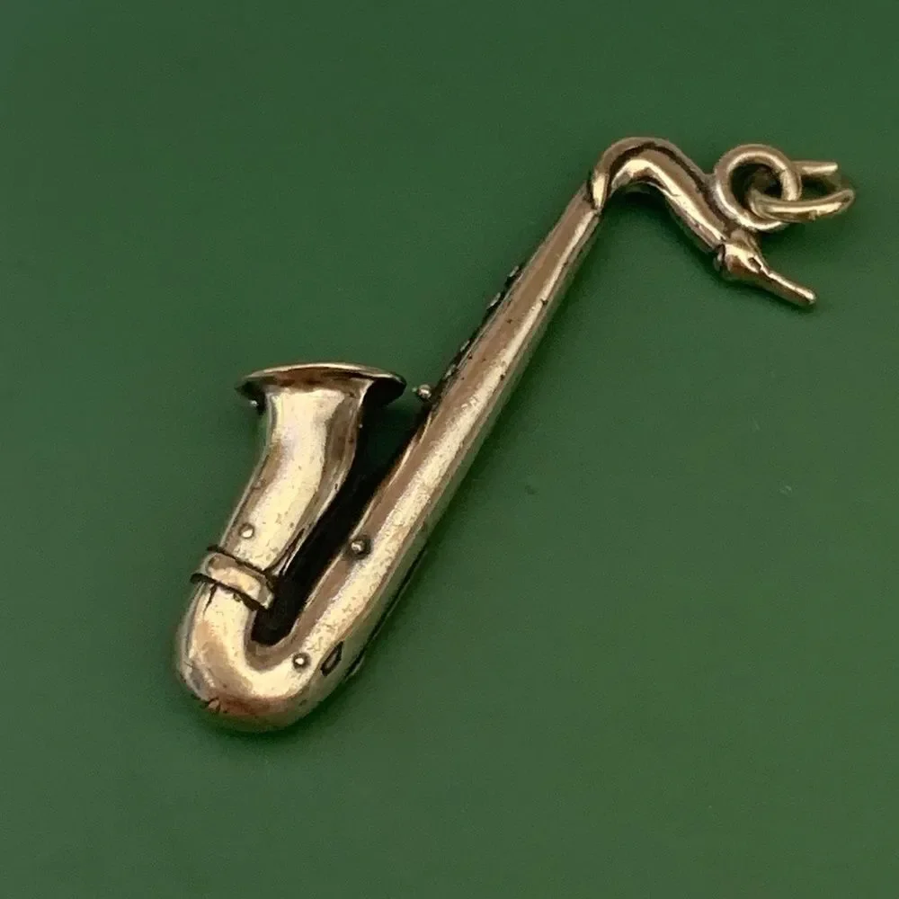.925 Saxophone Sterling Silver Jewelry Charm #band #music